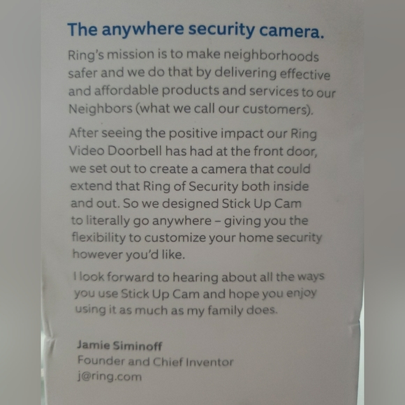 Ring stick up cam plug in security camara - Picture 3 of 4